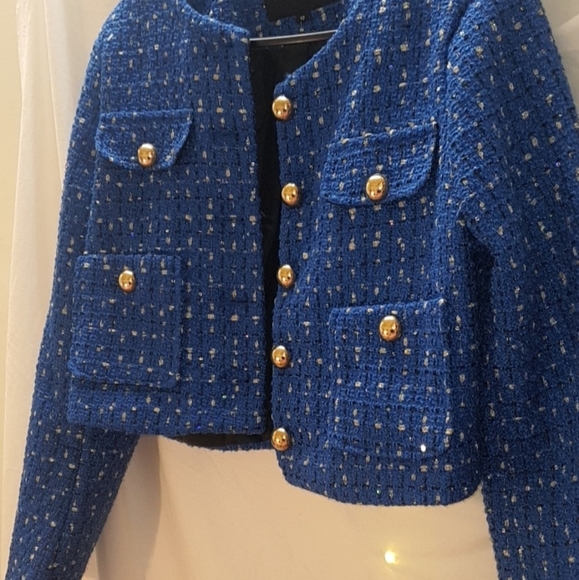 BRAND NEW Royal blue tweed jacket - Picture 3 of 3